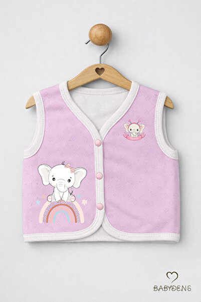 BABYDEN'S Baby Girl Vest Jacquard Heart Patterned Cotton Snap Fastener Elepha...