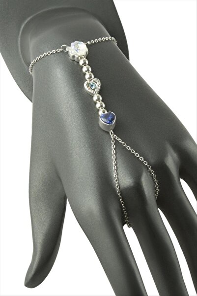ZERO LAND Nrzsnt Heart Flower Stone Shahmeran - (13601) Silver Color