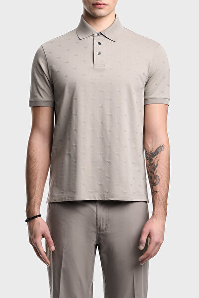 Emporio Armani All Logo Cotton Slim Fit Buttoned Polo Men Polo Em004912 Af107...