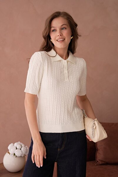 Noi Belis Πλεκτή Μπλούζα με Γιακά Πόλο Με πλεκτή λεπτομέρεια SS26BZ0026