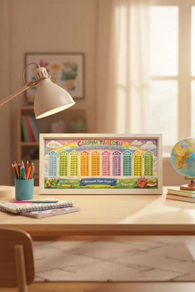 FourArts Çerçeveli Çarpım Tablosu – Eğitici İlkokul Matematik Duvar Tablosu |...