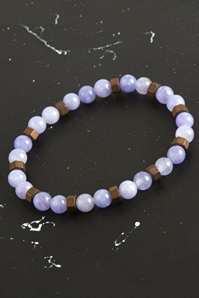 ZERO LAND سوار من الحجر الطبيعي من نوع سيت وهيماتيت من NRZSNT (11542) - أرجواني