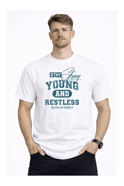 Massgai Ουνισέξ Μπλουζάκι  "Stay Strong " με τύπωμα oversized 100% Βαμβάκι