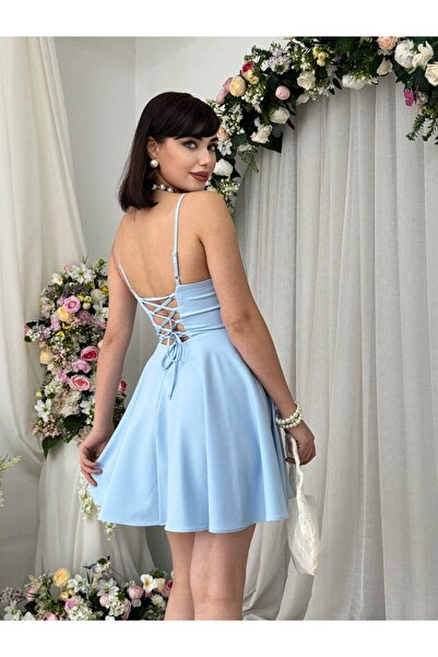YURELİ Sırt Bağcıklı Askılı Mini Elbise