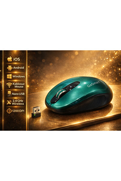 GoSmart 2.4GHz Kablosuz Optik Mouse 1200 DPI USB Tak Çalıştır Green Way