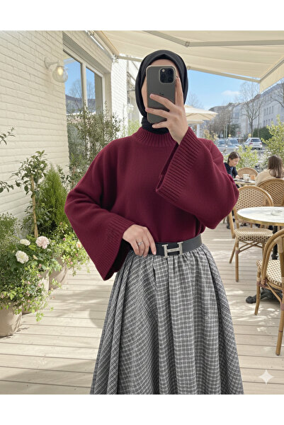 bellura Yarım Boğaz Crop Kazak