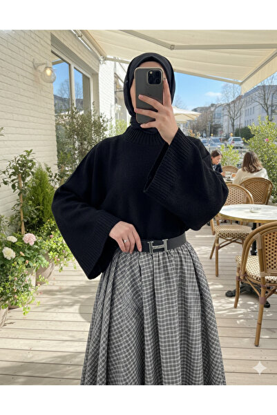 bellura Yarım Boğaz Crop Kazak