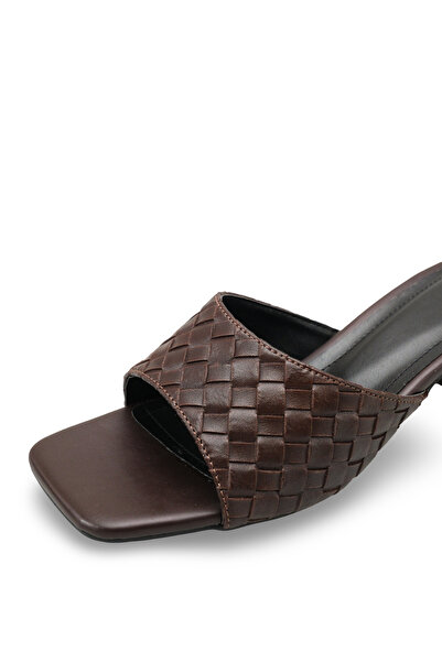 Riccon Tocuri înalte de damă papuci 0012202 Maro împletit