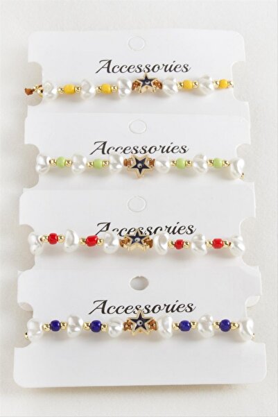 ZERO LAND Nrzsnt Starfish Bead Pearl Macrame Rope Bracelet (15050) - Navy Blue