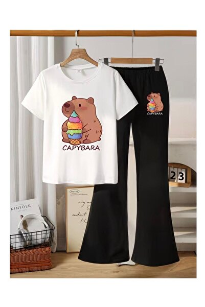 No Plan Детска тениска с принт на капибара и панталони в испански стил