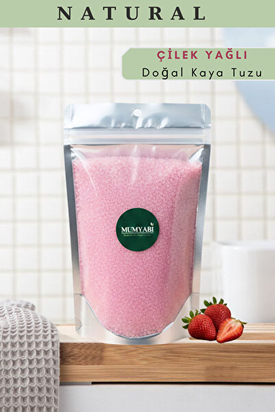 MUMYABİ 3'lü Doğal Içerikli Çilek Yağlı Banyo Kaya Tuzu Manikür/pedikür Peeli...