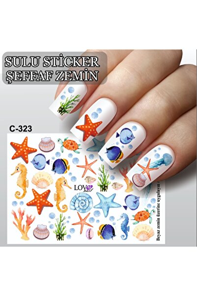 TIRNAK STİCKERİ KALP, DUDAK, ÖPÜCÜK, MEYVE, DENİZ, YAZ (SULU TATTOO ÇIKARTMA) ŞEFFAF ZEMİN