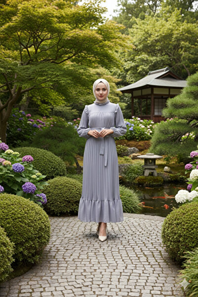 bellura Önü Robalı Kolları Piliseli Elbise