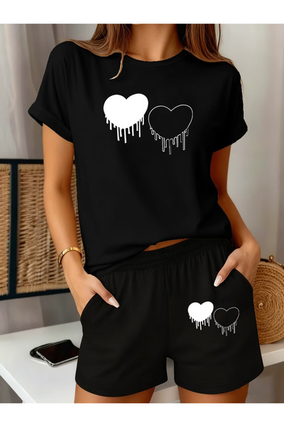 ibibik moda Kalip printed oversize t-shirt shorts set