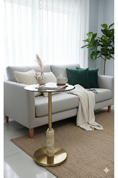 private house Modern side table with a glass top and terrazzo base - a modern...