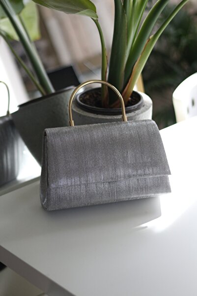 Moom Bag Women's Platinum Laser Cut Metal Handle Covered Evening Dress Bag