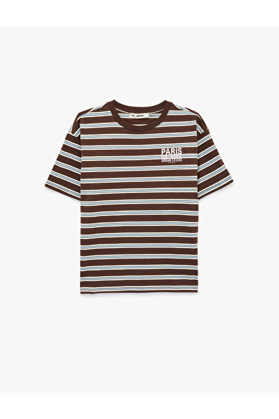 Koton Κοντομάνικο μπλουζάκι με λαιμόκοψη ποδηλάτου, άνετη εφαρμογή, σετ Βαμβά...