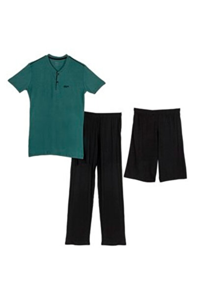 BSM Men's green and black 3-piece pajama set