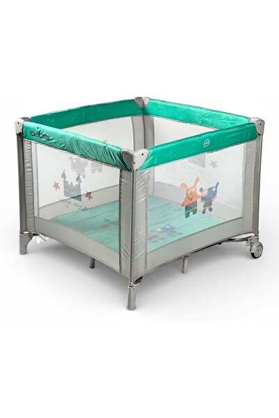 ALBADER Square Baby Playpen 94x94cm Foldable Kids Play Yard with Wheels and B...