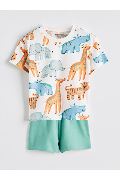 LC Waikiki تي شيرت وشورت للأولاد من مجموعة ميرال بطبعة حيوانات إكرو