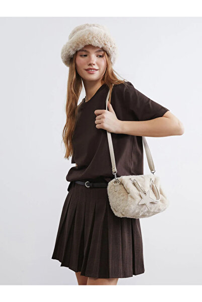 LC Waikiki Lcw Accessories Ecru Star Patterned Plush Women's Shoulder Bag