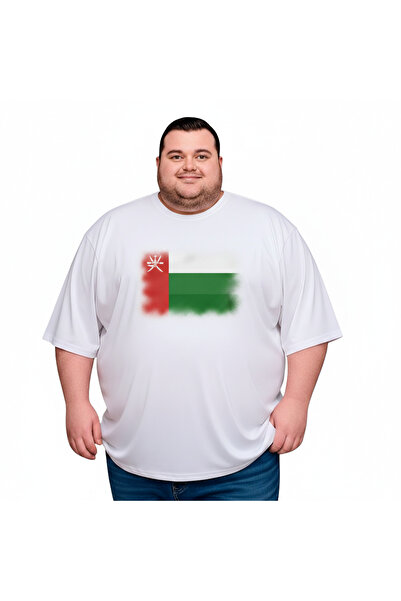 sngl Ανδρικό κοντομάνικο μπλουζάκι μεγάλου μεγέθους Oman Flag με τύπωμα 3XL 4...