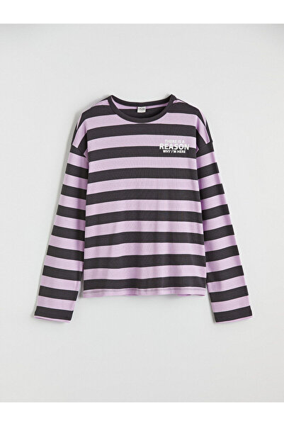 LC Waikiki Tricou pentru copii Lila Bis guler rotund z cu dungi z DE LA GÜLİS...