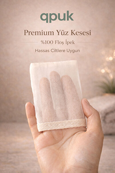 qpuk Premium Yüz Kesesi – Hassas - Noraml Ciltler İçin %100 Floş İpek Banyo D...
