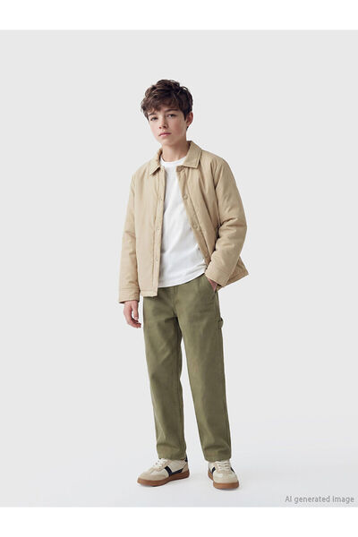 LC Waikiki بنطلون جينز فضفاض للأولاد من مجموعة إلسيفا باللون الكاكي