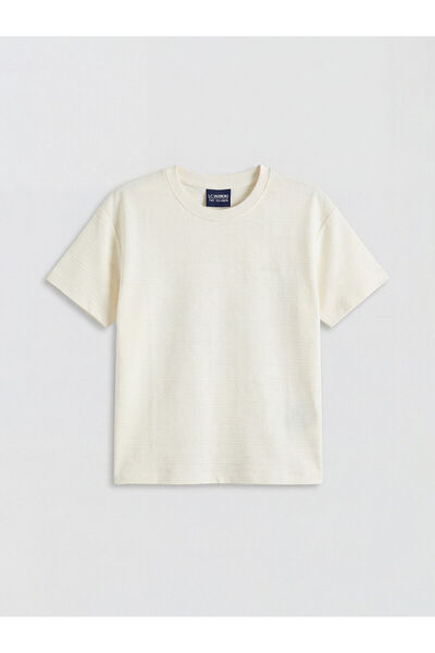 LC Waikiki guler rotund Tricou pentru băieți Self cu dungi (S6)