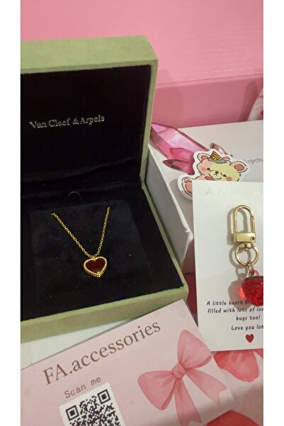 FA.accessories Women's necklace with a stylish heart pendant, made of rust-re...