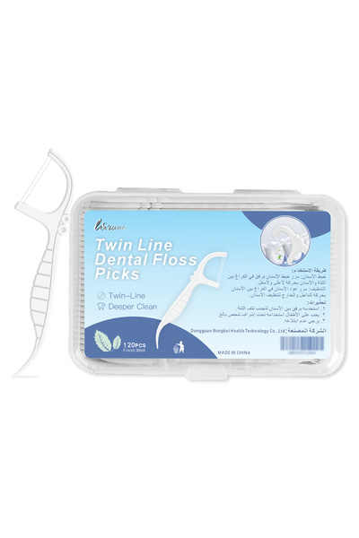 L&Wen أعواد تنظيف الأسنان بخطين، أعواد تنظيف أسنان محمولة بنكهة النعناع، ​​12...