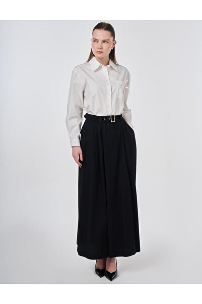 Kayra Buckle Detailed Bell Skirt Black