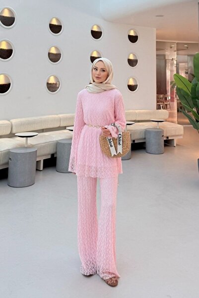 Şulemoda Giyim Rüya Dantelli Takım Pembe