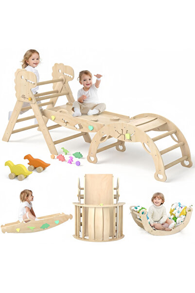 KidLe 9-in-1 Montessori Climbing Set for Toddlers - Upgraded Wooden Play Gym ...