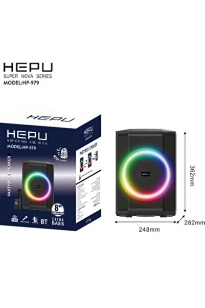 HEPU HP-979 8 İnç Bluetooth Partybox Hoparlör 40W Extra Bass Karaoke Mikrofonlu
