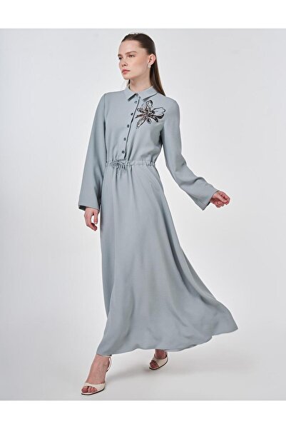 KYR Φόρεμα μάξι με παγιέτες σε γκρι χρώμα