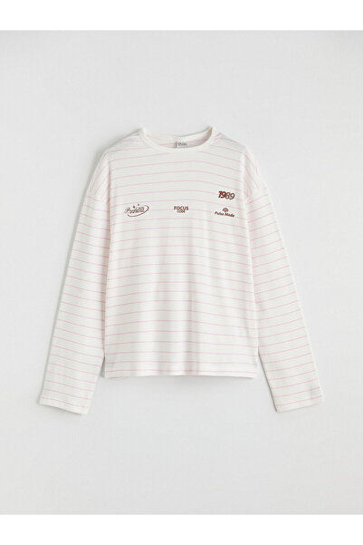 LC Waikiki Tricou pentru copii Pink Bis guler rotund z cu dungi z DE LA GÜLİS...