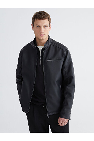 LC Waikiki Özmarka New Season Standard Fit Stand Collar Men's Leather Look Coat