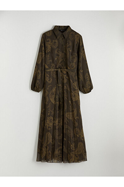 LC Waikiki Meral Collection Karışık Desenli Pileli Şifon Gömlek Elbise