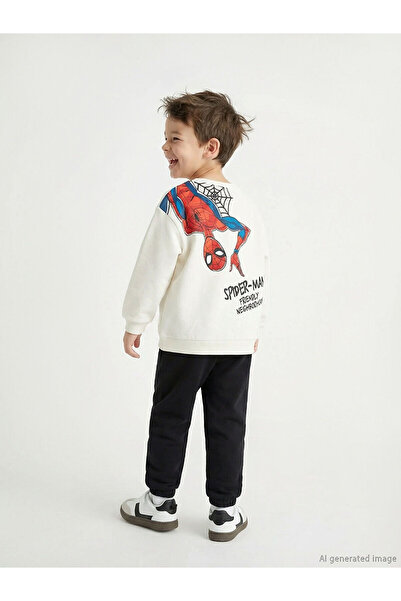 LC Waikiki Beige Spider-Man Printed Boy's Tracksuit Set