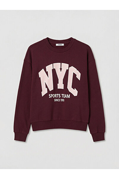 LC Waikiki Ozmarka New Season Nyc Printed Oversize Women's Thick Sweatshirt