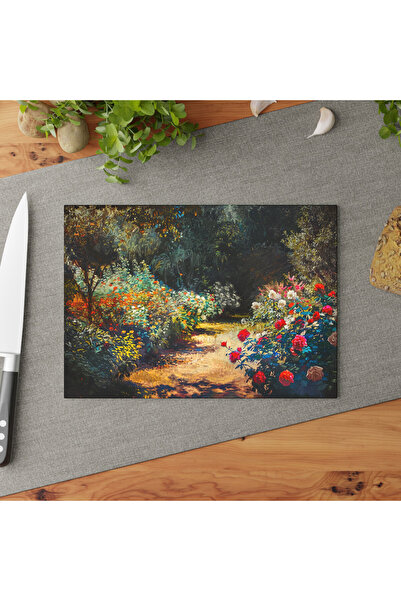 Generic Brand Elegant French Art Glass Cutting Board, Tempered and Non-Slip S...