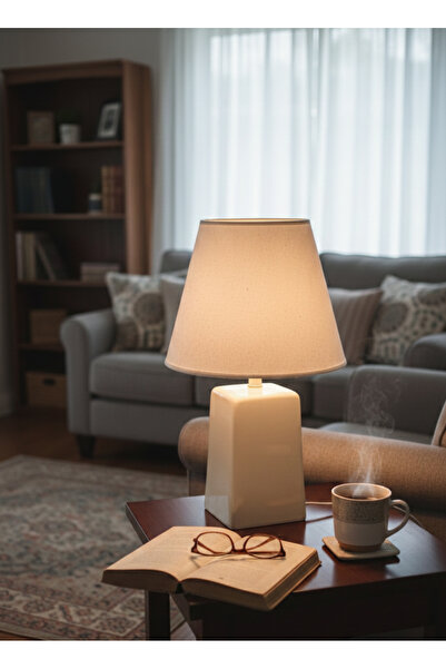 Seramik Hayalleri Dekoratif Dörtgen Konik Seramik Abajur ABJ0077