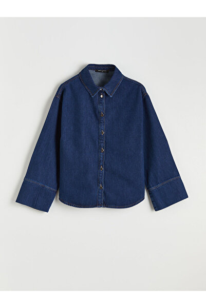 LC Waikiki Elsiva Collection İndigo Kadın Jean Gömlek