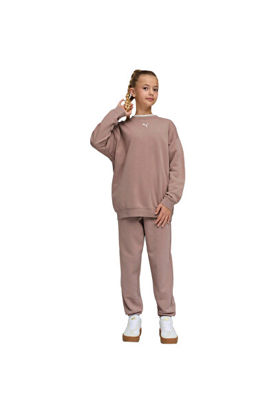 Puma Tracksuit Ess Cat Logo Oversized Tr Knitted Suit G, Pink, Kids
