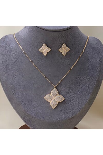 FA.accessories Elegant gold-plated women's set (necklace + earrings) in the s...