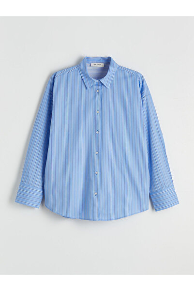 LC Waikiki Peak New Season Striped Oversize Poplin Women's Shirt