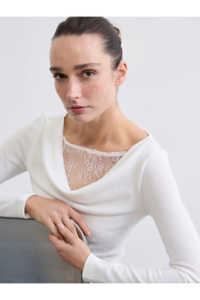 LC Waikiki Nevavm Farkıyla Lcw Everyday Ecru Boat Neck Gathered Blouse - S6Mo...