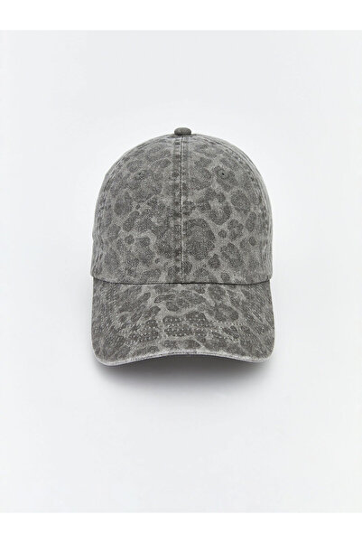 LC Waikiki Elsiva Collection Antrasit Leopar Desenli Kadın Kep Şapka